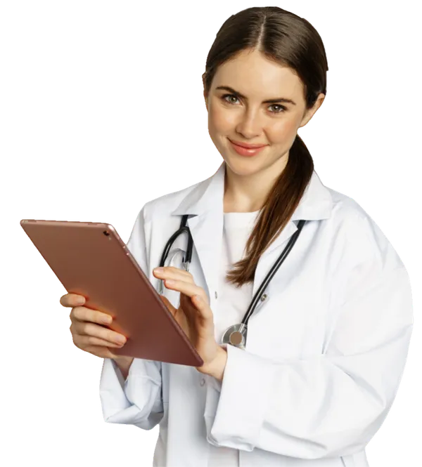 Profesional de salud con tablet
